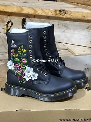 $139 • Buy NWB Dr. Martens Women's 1490 Floral Bloom Mid-Calf Boots - Black Nappa Leather 