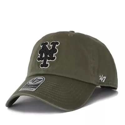 New York Mets Hat 47 Brand Clean Up Mens Baseball Dad Cap Adjustable OSFA Olive • $25.99