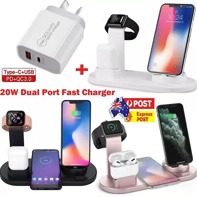 4 In 1 Wireless Charger Dock Charging Station For Samsung Apple Watch IPhone 14 • $31.59