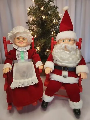 Vintage Gemmy Rocking Chair Santa Claus & Mrs. Claus Set 1991 Jingle Bells  • $24.90