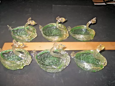 6 Antique Murano Venetian Glass Swan Open Salts • $69