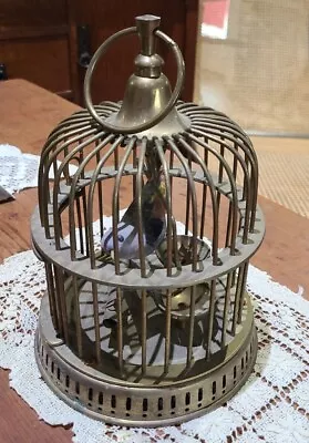 Vintage Solid Brass Round Birdcage ♡ 9.5  Tall X 6.5  Diameter  • $37.77