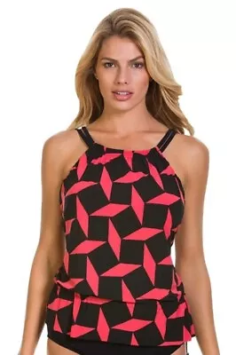 Magicsuit Gridlock Jodi High Neck Underwire Tankini Top Size 12 • $59.85