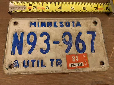 Vintage 1984 Minnesota Motorcycle Sized Utility Trailer License Plate. #N93 967 • $5.75