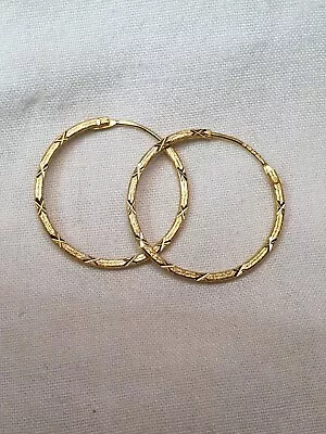 BN Not Worn Vintage 18ct Gold Hoop Earrings 1 Inch • £149.99