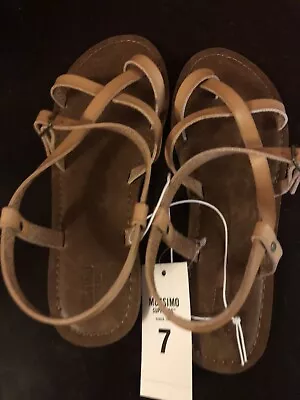 NIB Mossimo Supply Co Women’s Lavinia Sandals Tan Size 7 Strappy Flats • $13.99