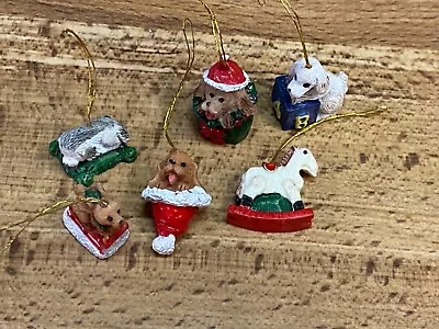 6 Vintage Resin Miniature Christmas Ornaments Horse DogS Puppies 1 1/2  • $5.95