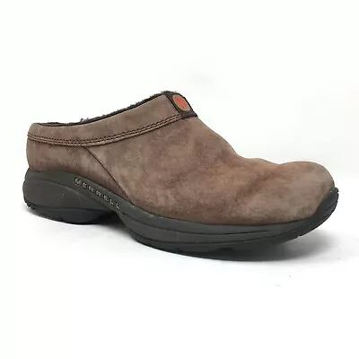 Merrell Primo Chill Clogs Loafers Shoes Womens Size 8 Brown Suede Faux Fur Lined • $31.17