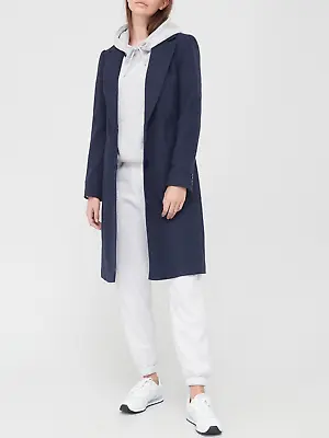 V By VERY LONGLINE SINGLE BREASTED COAT - NAVY - UK SIZE 16  - BNWT - RRP £55 • £27.50