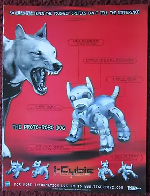 2001 I-Cybie Tiger Toys The Proto-Robo Dog Print Ad ~ Hasbro High Tech Robot Dog • £7.59