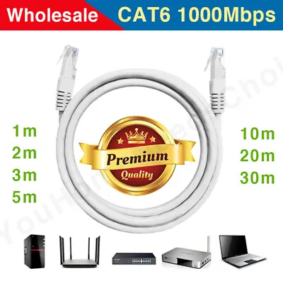 $13 • Buy CAT6 UTP 1000Mbps RJ45 Ethernet Network Lan Cable Premium Quality 5m 10m 20m 30m