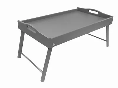 Breakfast Tray - Wooden In Bed Serving With Folding Legs For Food Grey • £23.19