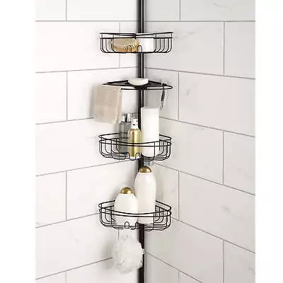 Mainstays 3-Shelf Tension Pole Steel Shower Caddy Oil-Rubbed Bronze • $29.96