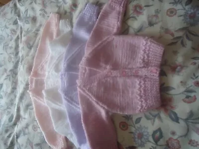 Hand Knitted Cardigans Size 3-6 Month X 4 • £1.99