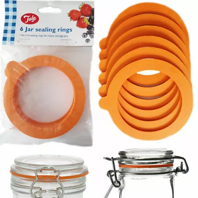 £4.99 • Buy 6 Jar O Rings Rubber Sealing Ring Airtight Storage Glass Lid Orings Leak Proof