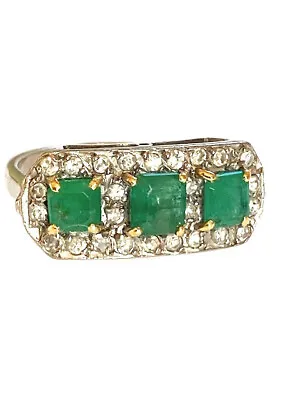 $2282.93 • Buy 18ct White Gold Diamond & Emerald Ring Size M .65ct Hallmarks Made Eng Quality 