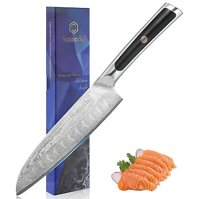 $79.99 • Buy 7 Inch Santoku Knife Japanese Damascus Steel Chef's Slicer Salmon Blade Cutlery