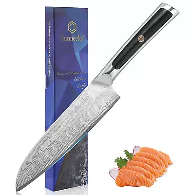 $79.99 • Buy 7 Inch Santoku Knife Japanese Damascus Steel Chef's Slicer Salmon Blade Cutlery