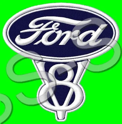 FORD V8 EMBROIDERED PATCH IRON/SEW ON ~4-1/4 X 4-1/4  RACING MUSTANG GT F150 250 • $13