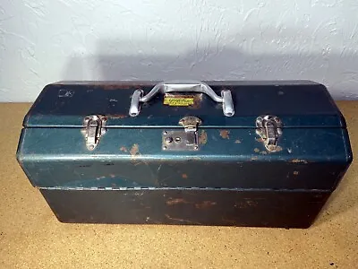 Vintage Grip Loc Green Metal Steel Tacklebox Walton Products 21  USA Three Latch • $22.99