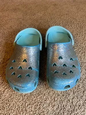 Crocs Shoes-Disney Park Aqua Glitter Mickey Mouse Crocs Size M5 W7 • $17