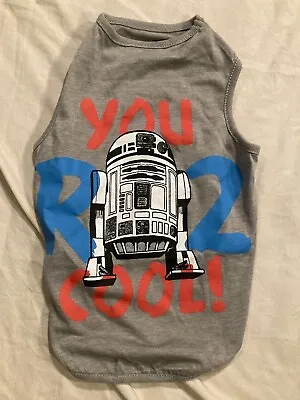 Star Wars You R2-D2 Cool (MEDIUM) Dog Puppy Pet Tank T-Shirt Graphic On Gray Tee • $7.70