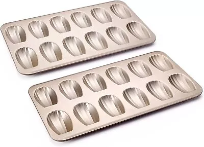 2PCS 12Cavity Warp Resistant Nonstick Madeleine  Shell Shape Cookies Cake Pan • $16.03