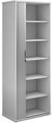 Universal Single Door Tambour Cupboard 2140mm High With 5 Shelves - White With S • £455.23