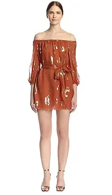 $50 • Buy NWT Rachel Zoe Frankie Metallic Mini Dress Size 8/M, 100% Silk- MSRP $445
