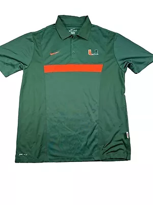 Nike Miami Hurricanes Mens Large Short Sleeve Dri-Fit Polo Green Football NWT • $26.99