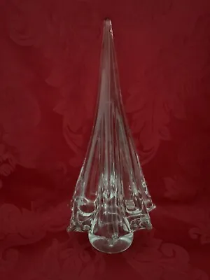 NEW FLAWLESS Unique MURANO Italy Single Tier Clear Glass Crystal CHRISTMAS TREE • $225