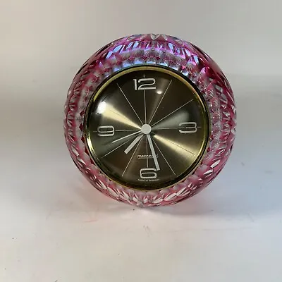 Vintage Mercedes Bohemian Cranberry GENUINE CUT CRYSTAL CLOCK GERMANY Art Deco • $49.95