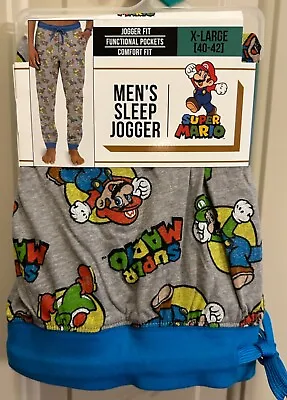 Super Mario Mens Sleep Jogger Pants Size XL 40 - 42 Yoshi Luigi New Fast Ship • $24.99