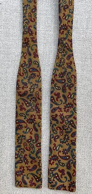 Vintage Bow Tie Gold-Brown W/ Red Green Paisley Batwing Self-Tie 1.5  • $22