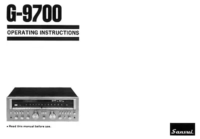 High-res Scans Of The Rare Owner's Manual Vintage Sansui G-9700 Monster Receiver • $19.60
