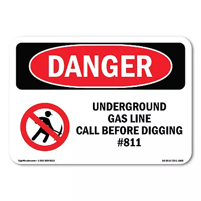 Underground Gas Line Call #811 ANSI Danger Sign Metal Plastic Decal • $5.99