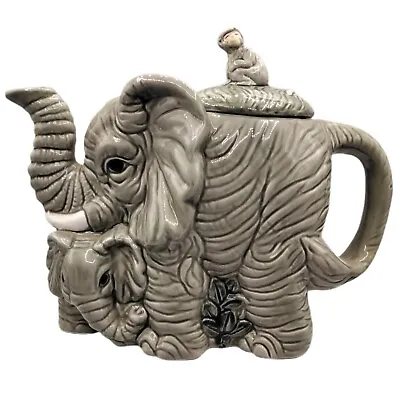 Goodluck Elephant Mother & Baby Ceramic Teapot With Monkey Lid 7  × 9  • $29.99