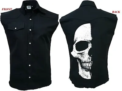 Half Skull/Worker/Shadow/Skeleton/Biker/Tribal/Tattoo/Work Shirt/Sleeveless/Top • £26.99