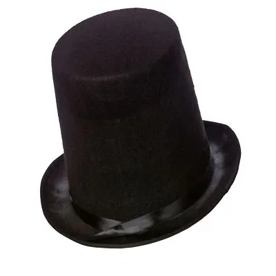 Adult Black Stovepipe Top Hat Magician Fancy Dress Ringmaster Victorian Hat • £6.99