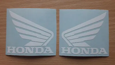 HONDA Wings  Logo Pair Left Right  TANK  Vinyl Sticker ( WHITE 10.5 X 9.5 Cm )  • £4.15