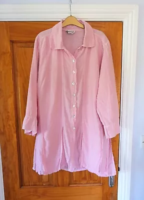 DESERT DESIGN Pink 100% Linen Quirky Jacket Size L • £18.50