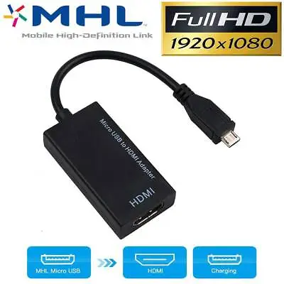 $7.45 • Buy Universal MHL Micro USB To HDMI Cable 1080P HD TV Adapter For Android Tablets