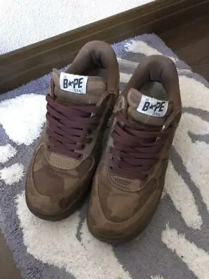 A BATHING APE Bapesta Sneaker Shoes Brown Camo US10 Used From Japan • $515.96