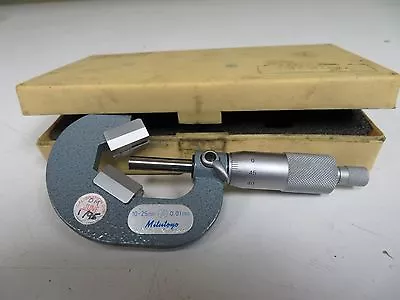 $129.98 • Buy Mitutoyo 10-25mm/.01mm V-anvil Micrometer W/ Case - FR59