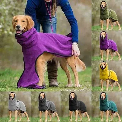 £8.86 • Buy Pet Clothes Soft Dog Towelling Drying Robe Polyester Sleepwear Coat Warm Apparel