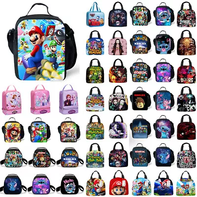 Kids Cartoon Lunch Bag Thermal Insulated Cool Bag Snack Food Storage Lunch Box • £13.26