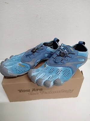 Vibram Men's V-RUN FiveFingers Minimalist Trail Sky Blue Shoe Size 6.5-7 #U2 • $59