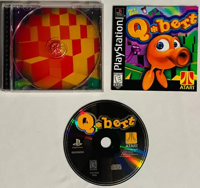 PS1 Qbert COMPLETE With MANUAL! BLACK LABEL! 1999 ATARI TESTED! VERY NICE! • $12.98