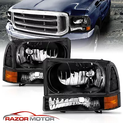 For 1999-2004 Ford F250 F350 F450 Super Duty Excursion Black OE Headlights • $72.99