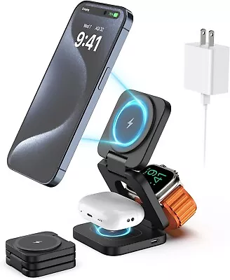 Foldable 3 In 1 Wireless Portable Magnetic Charging Station For Apple IPhone • $29.99